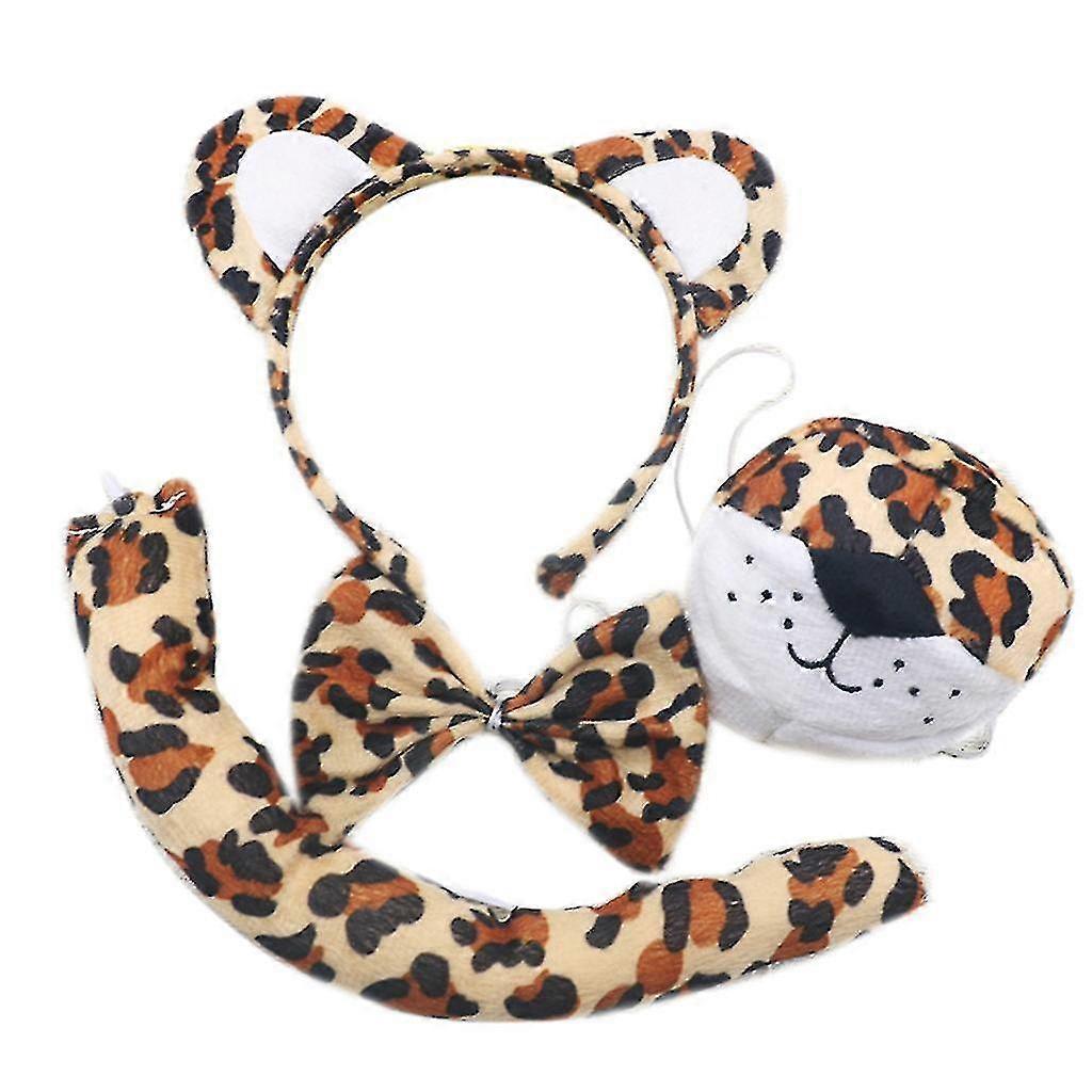 Furry Anim Ears Set Nose Bowknot Tail Donkey Mosue Cows Cosplay Costume Set