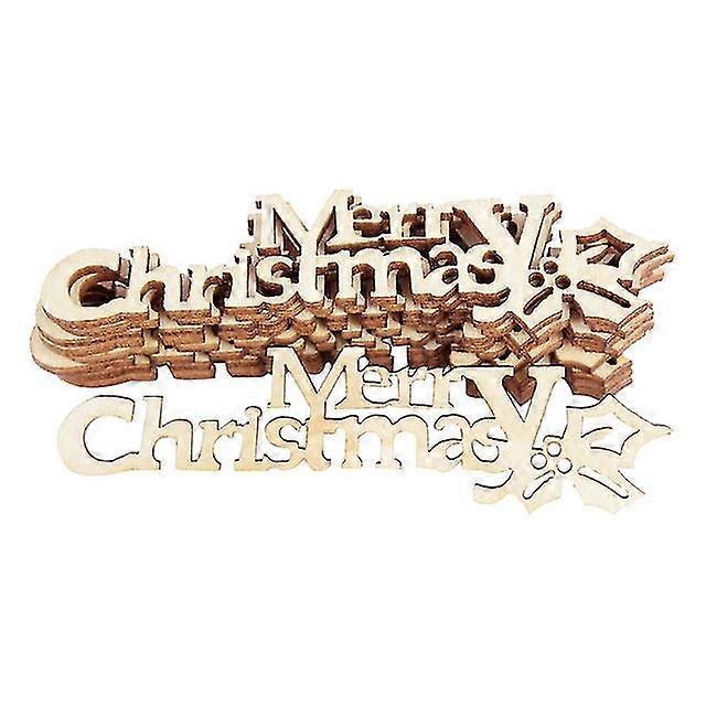 10pcs木製のメリークリスマスレターDIYウッドクラフトテーブルクリスマスデコレーションホームクリスマスナビダ