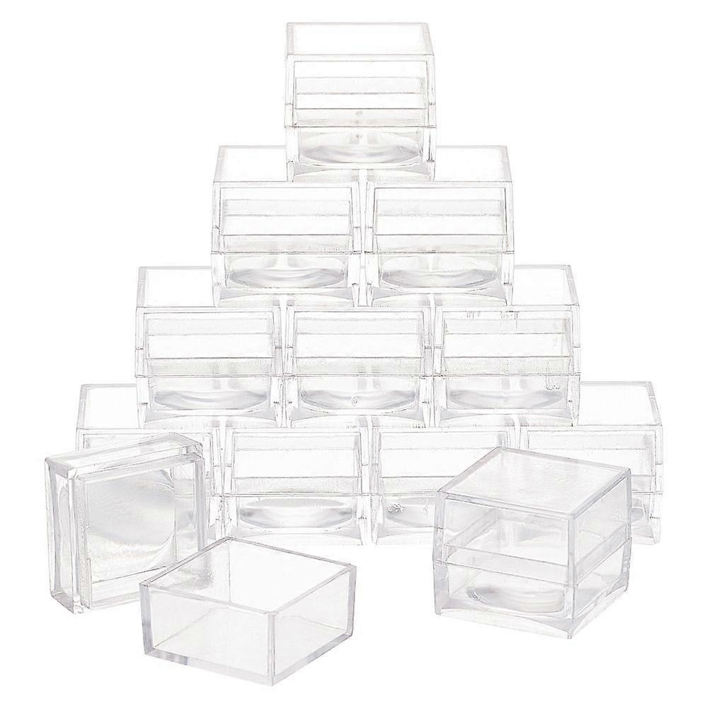 Transparent Plastic Bead Containers with Hinged Lids Flip Cover Commemorative Coin Protection Box Square Clear 2.6x2.6x2.3cm Inner Size: 2.3x2.3mcm