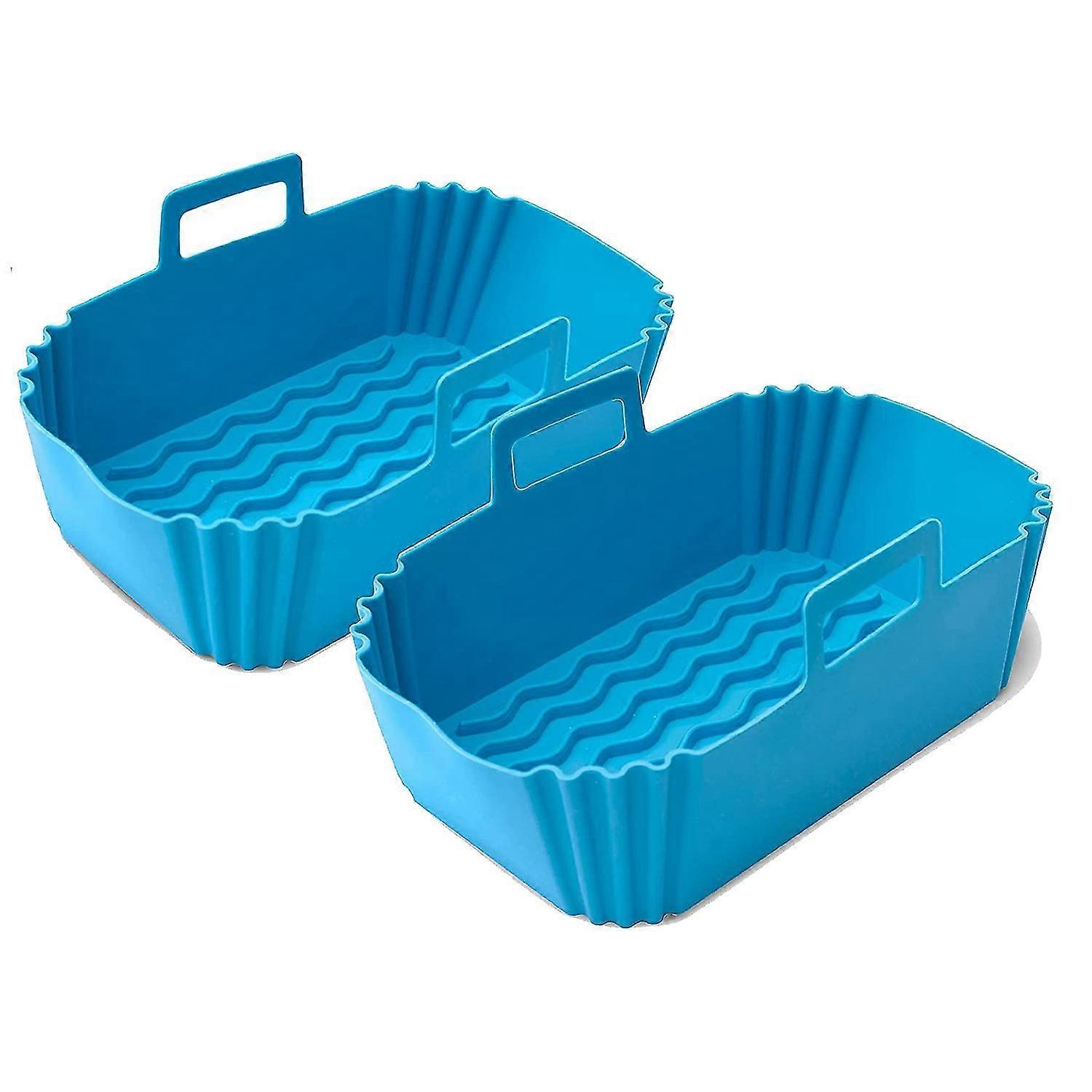 Pot en silicone pour friteuse - 2 doublures de friteuse en silicone réutilisables pour double friteuse, panier de friteuse bleu