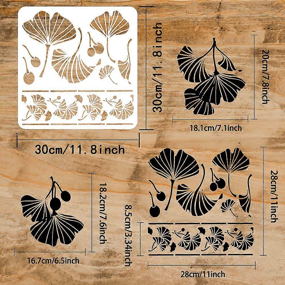1pc PET Hollow Out Drawing Painting Stencils for DIY Scrapbook Photo Album Ginkgo Leaf Pattern 30x30cm