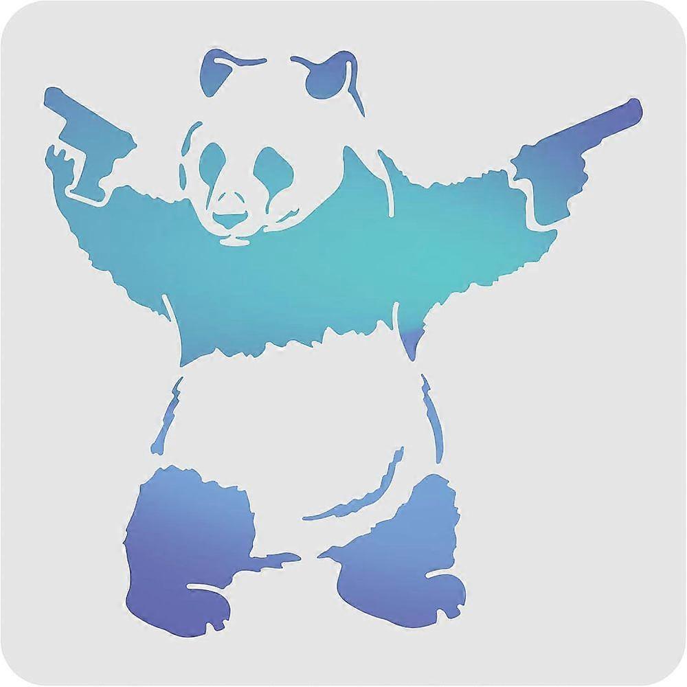 1pc Plastic Reusable Drawing Painting Stencils Templates for Painting on Scrapbook Paper Wall Fabric Floor Furniture Wood Square Panda Pattern 300x300