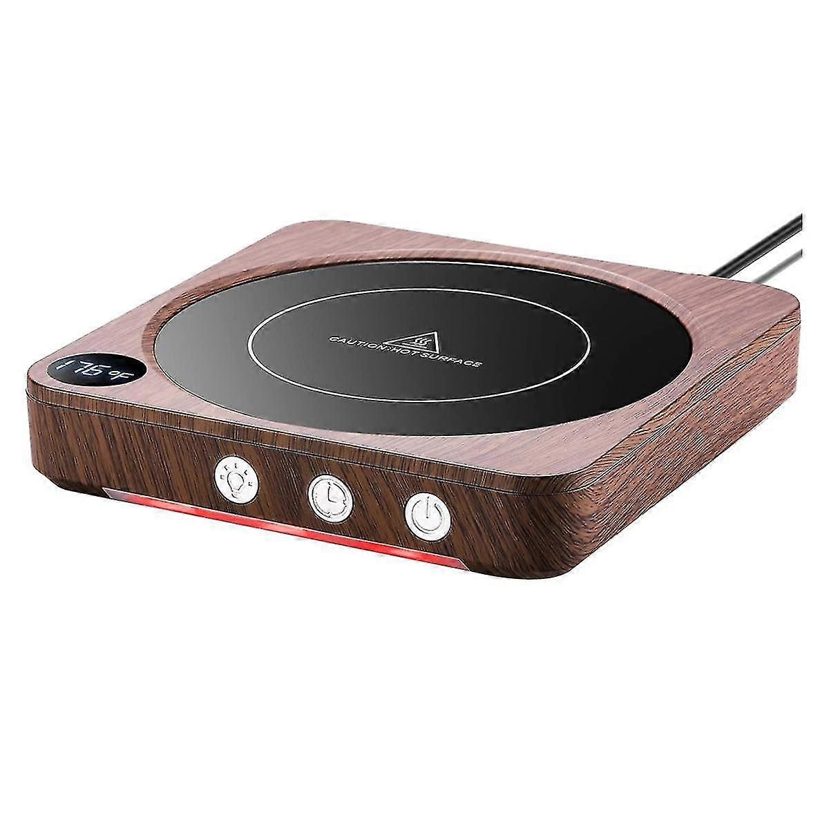 Mug Warmer- 36w For Desk With Temperature Display, 2-12hrs Auto Shut Off, Candle Warmer Wood Eu Plu