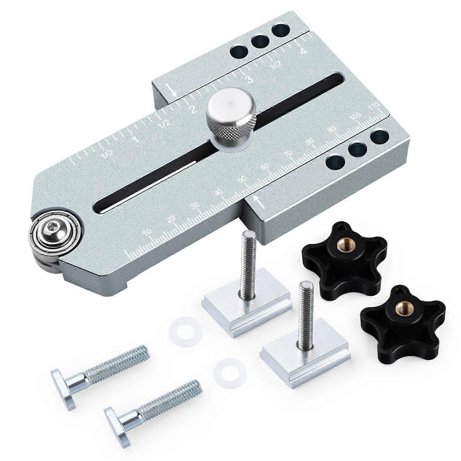Extended Thin Ripping Jig Aluminum Alloy Metric Inch Woodworking Guide Jig for Table Saw Router Band