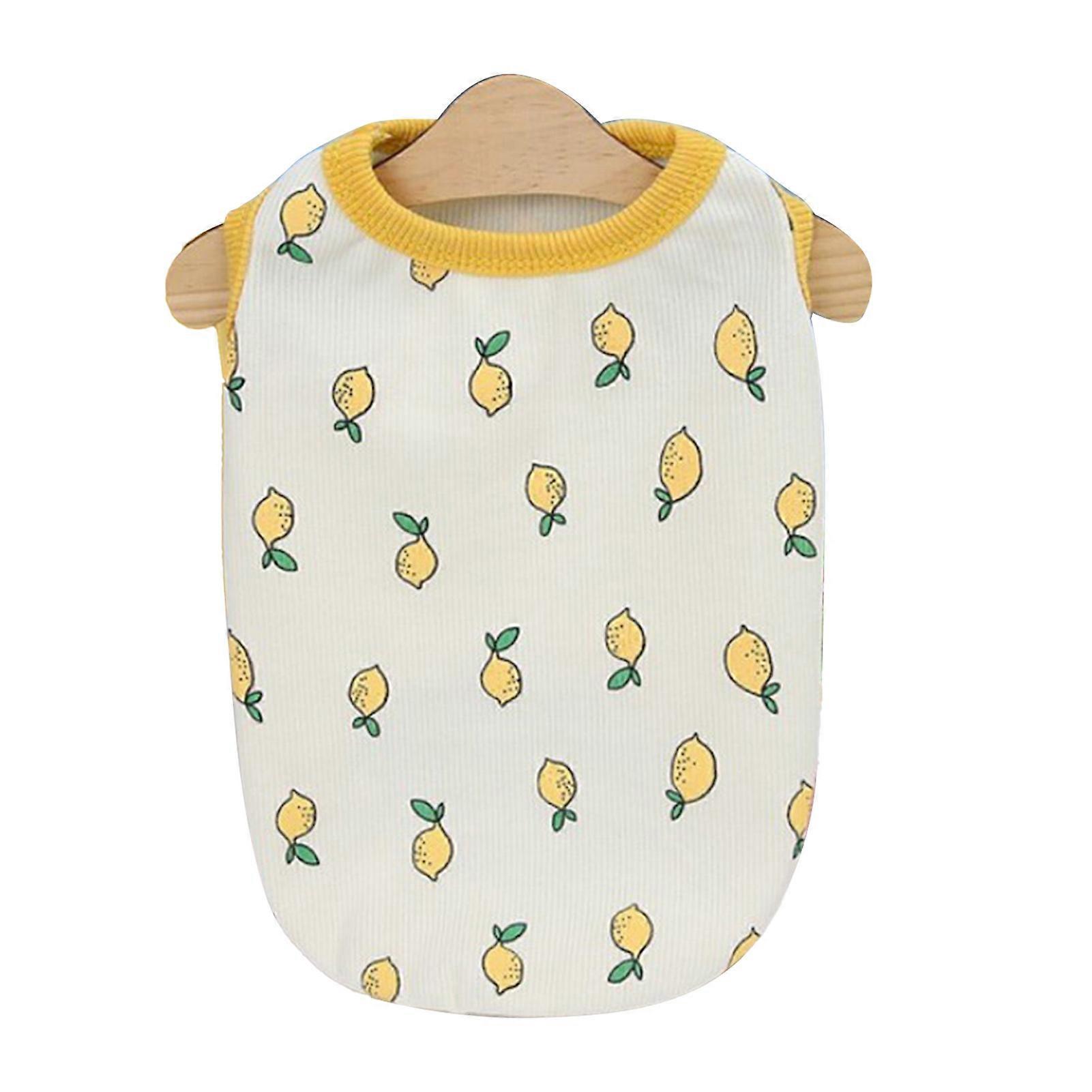 Lemon Pattern Cotton Dog Vest Breathable Summer Beige S