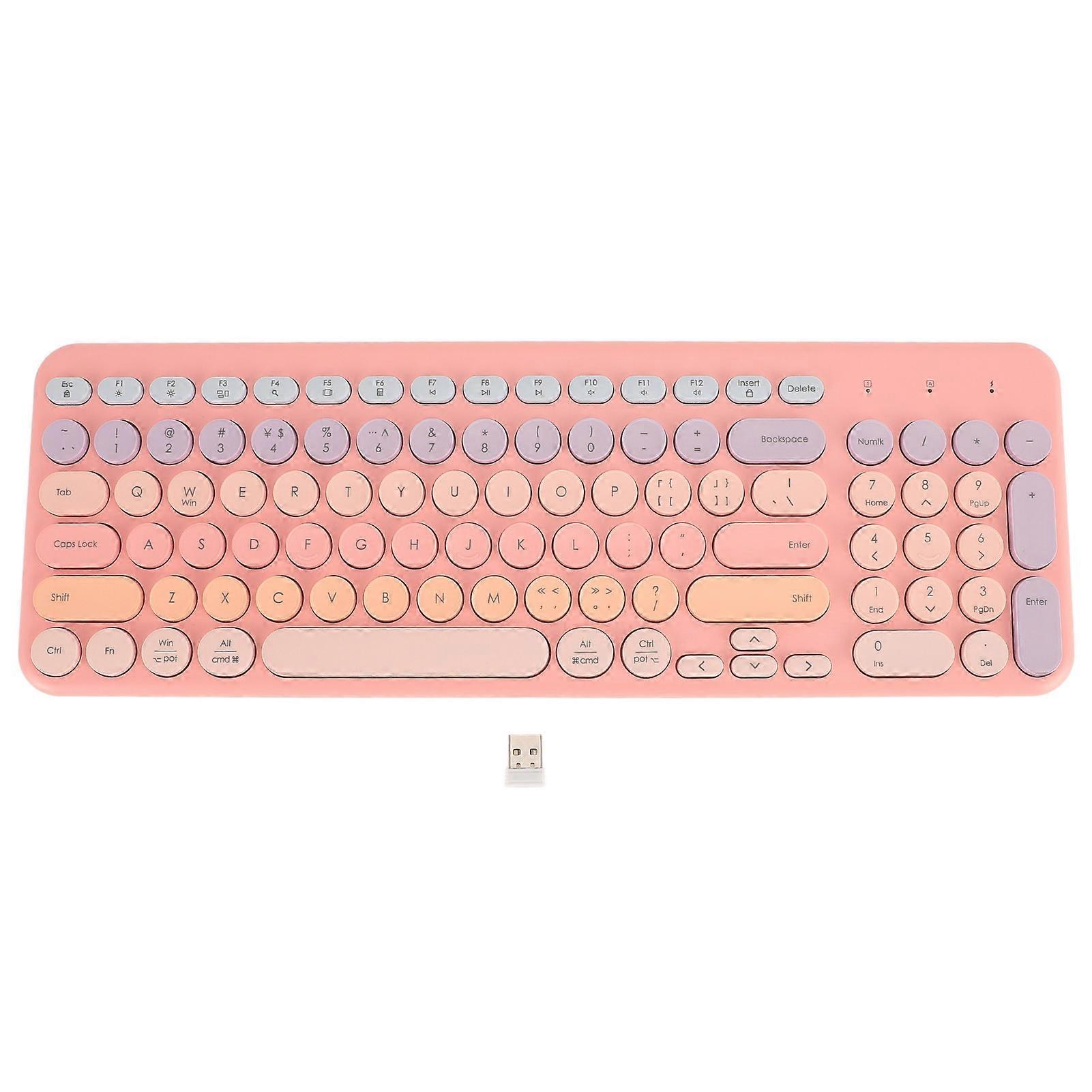 Wireless Keyboard 2.4G Ergonomic Pink Full Sized