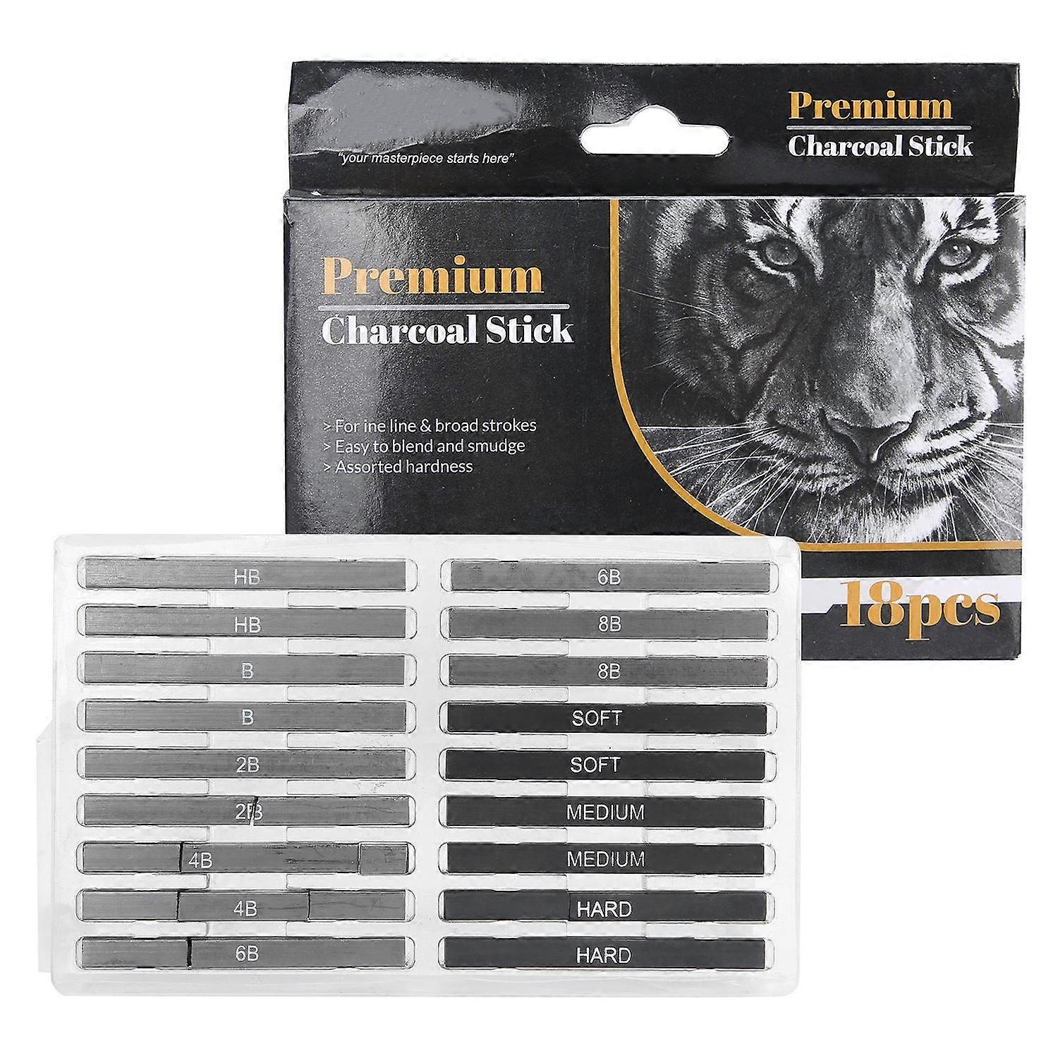 18Pcs Charcoal Stick Artist's Compressed Drawing Sketching Kit Tools Painting Supplies
