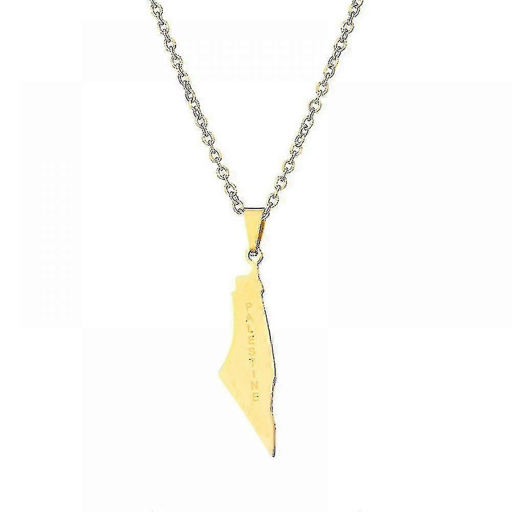 قلادة نسائية ، قلادة خريطة إسرائيل وفلسطين ، موضة هندسية رسالة الفولاذ المقاوم للصدأ سلسلة الترقوة مجوهرات نسائية