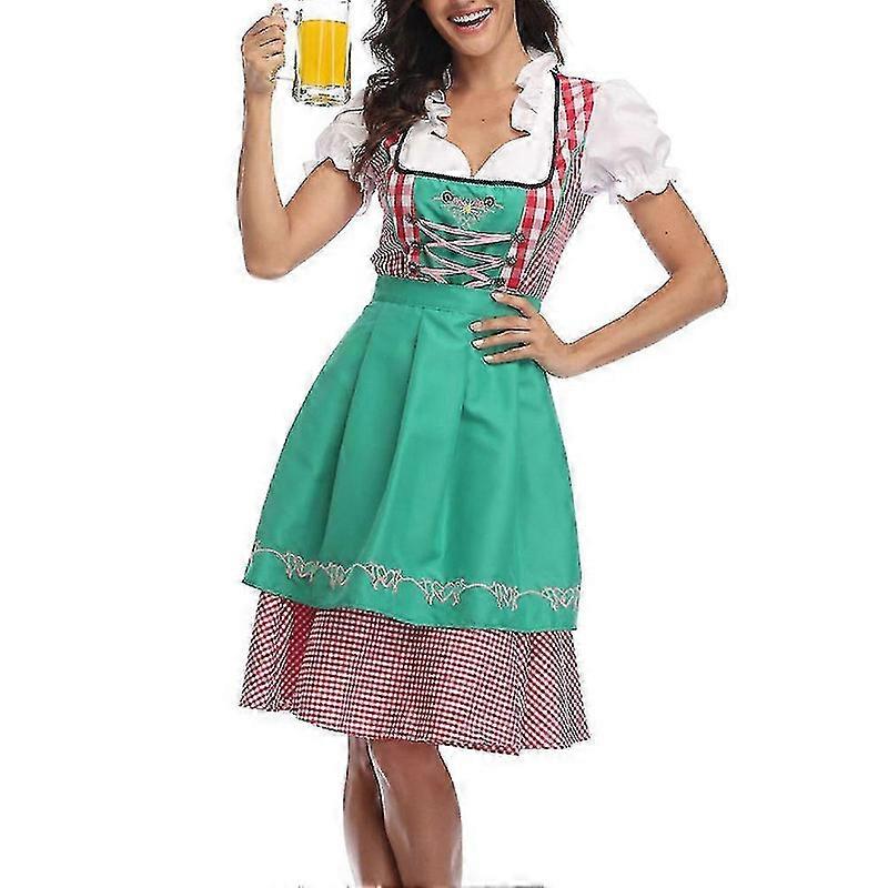女性用伝統的なオクトーバーフェストコスチューム ドイツビールウェンチ ディアンドルドレス エプロン付き コスプレコスチューム