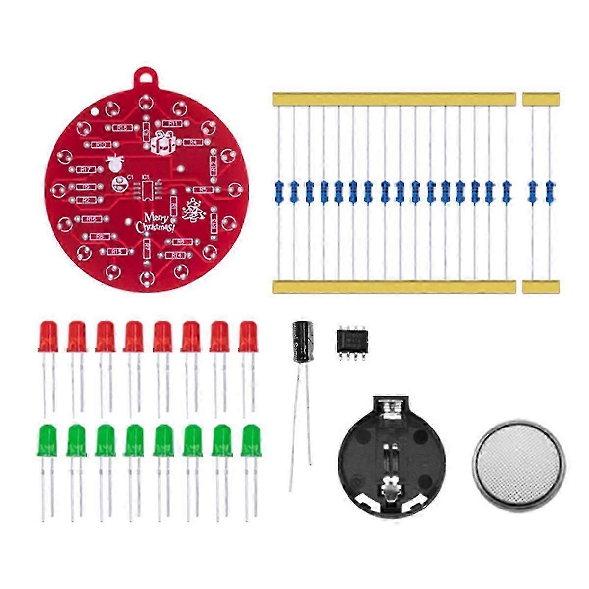 NE555 LED Blinking PCB Soldering DIY Kit Christmas Tree Decoration Red Green Flashing Light Soldering Practice Board