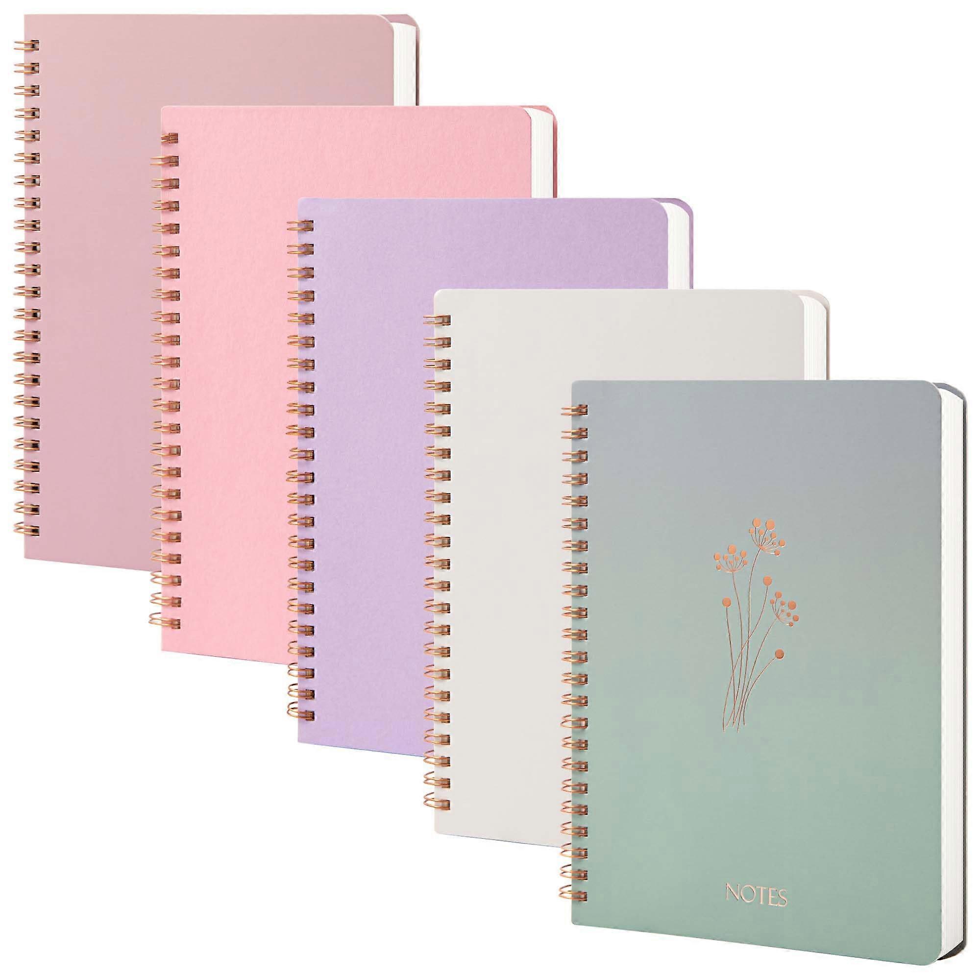 5 Pack Spiral Notebooks College Ruled 8.5" x 5.7" for School, Office, and Note Taking, Durable Design, Lightweight