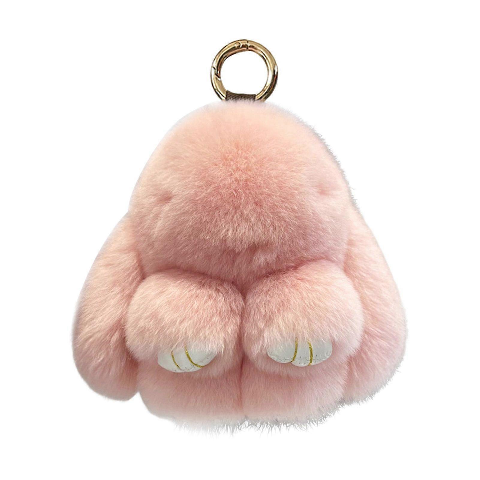 Handmade Bunny Keychain Bag Charm Fluffy Faux Fur Rabbit Pendant Keyring Lop-Eared Design Bunny Charm Keychain Versatile Wallet Accessory