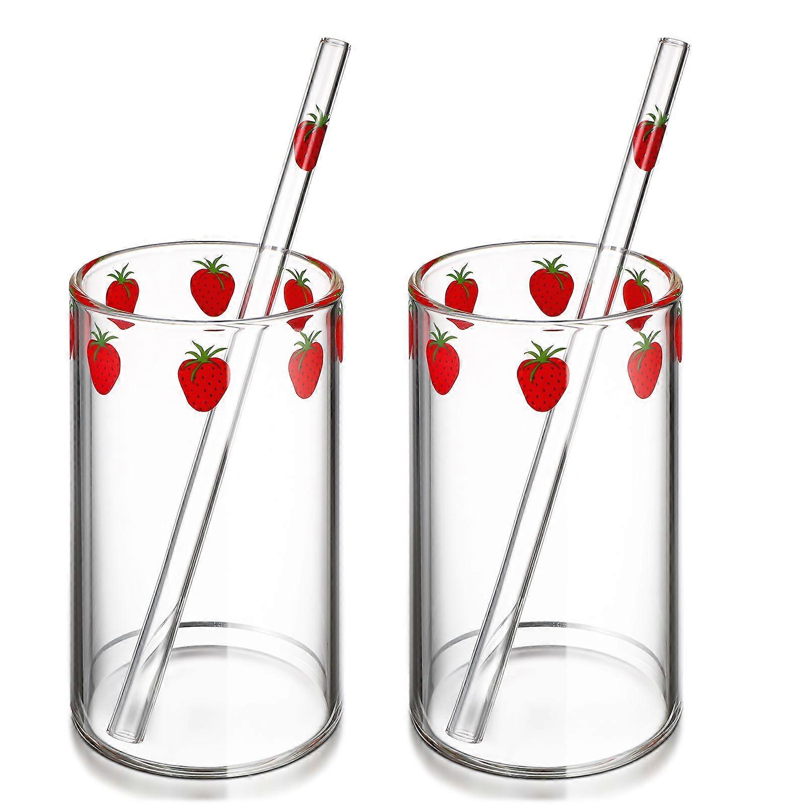 2 Sets of Home Straw Cup Convenient Water Cup Clear Compact Straw Bottle Indoor Supply