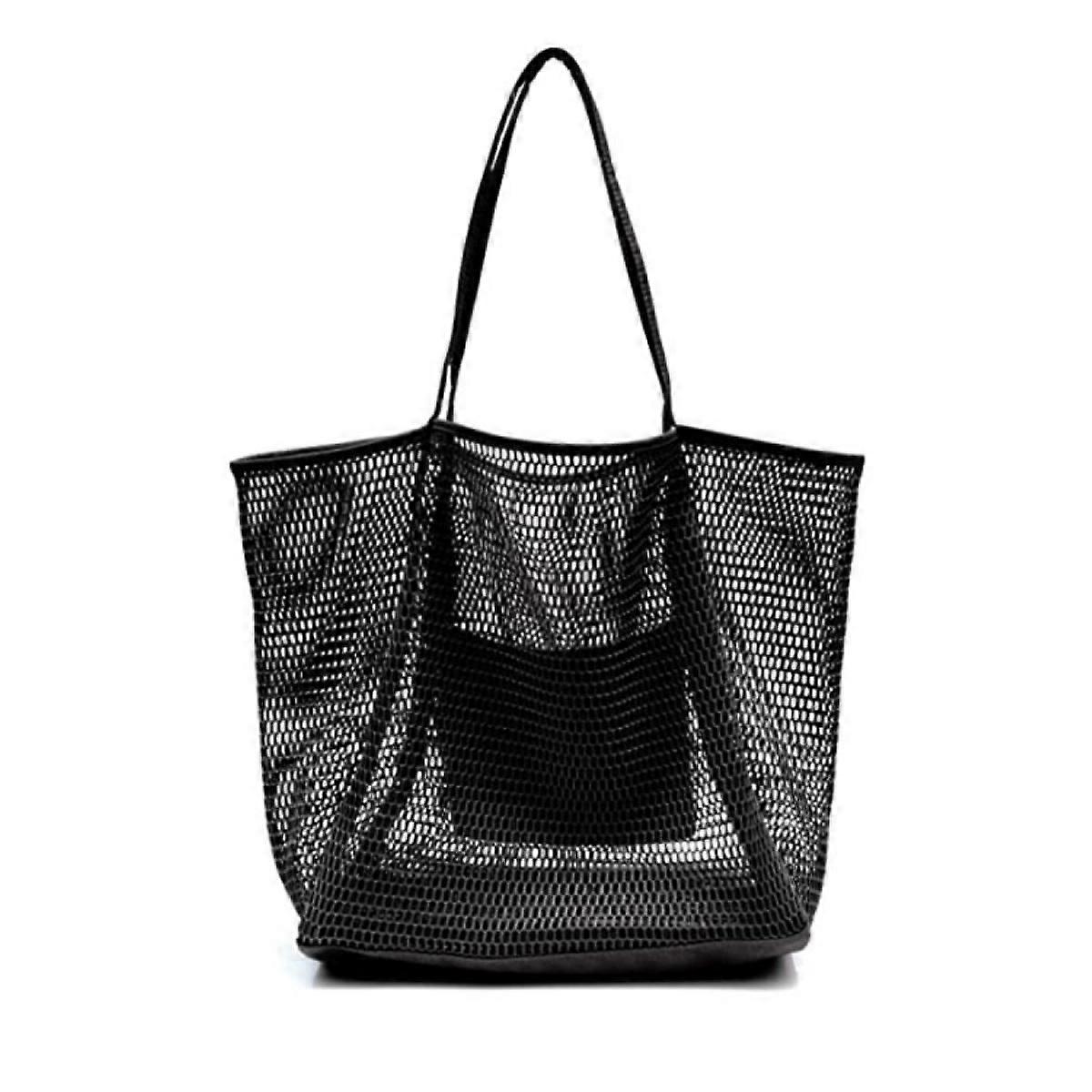 Mesh Beach Tote Bag, Black