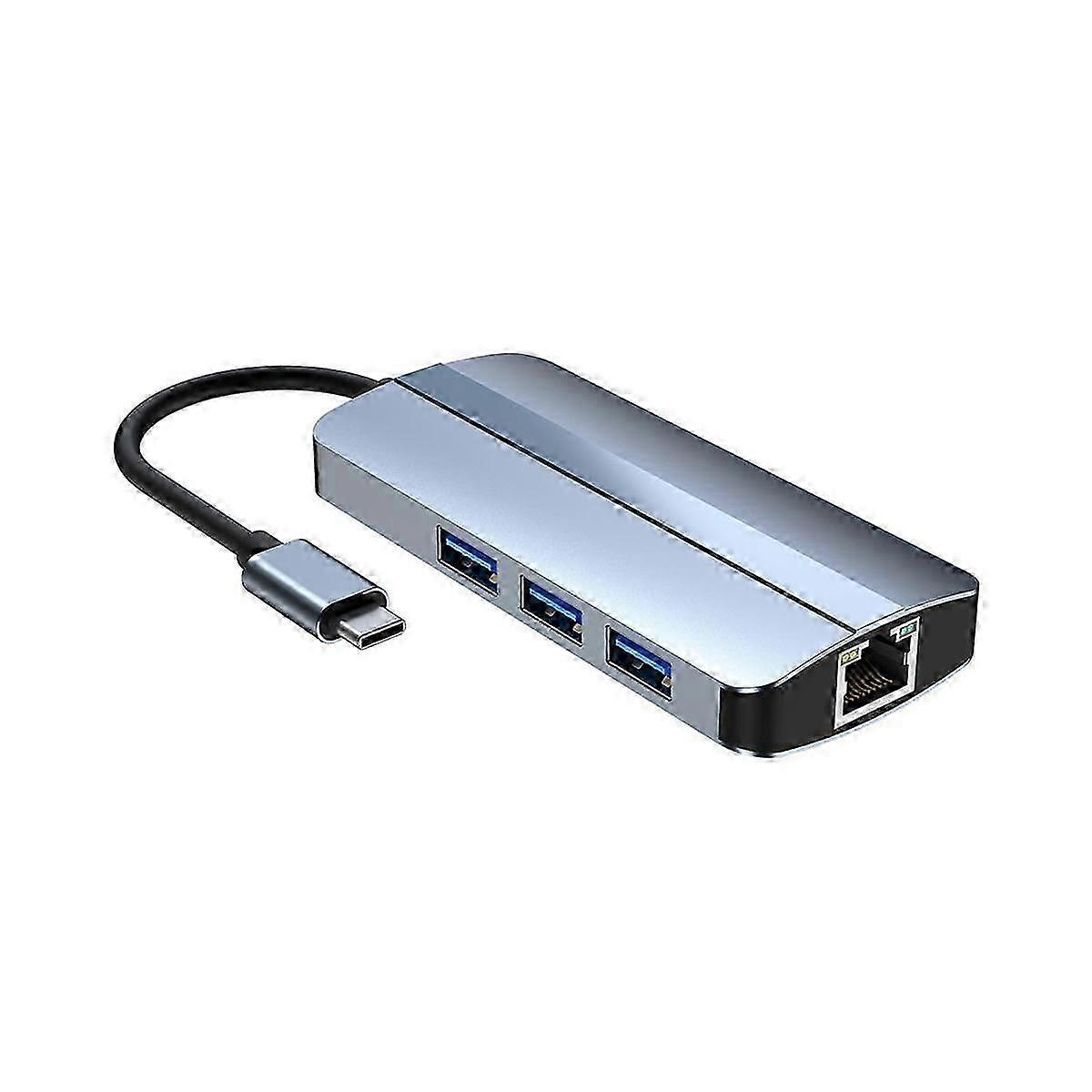 7 in 1 USB C Hub Multiport Adapter 4K Power Delivery USBC Hub Ethernet USB-C Dongle