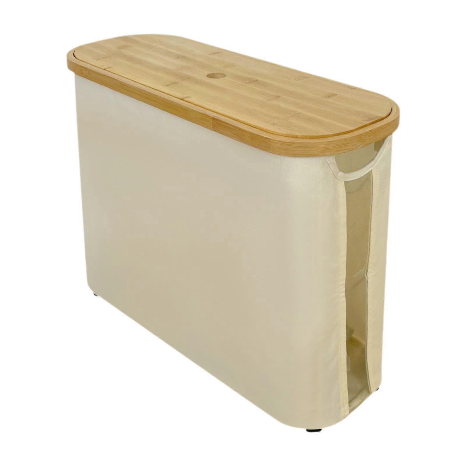 Toilet Paper Storage ,Toilet Paper Bucket, with Bamboo Lid,Standing, Foldable,