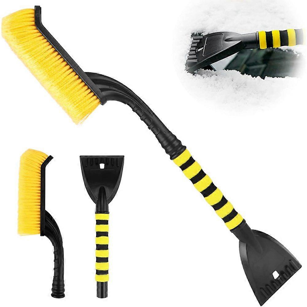 Komsepor 2-in-1 ice scraper, snow brush, removable ice scraper with non-slip soft grip for car windows and windows (ABS, PVC bristles, 66 cm)