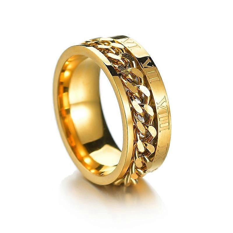 2 PCS Roman Numerals Turnable Chain Titanium Steel Ring
