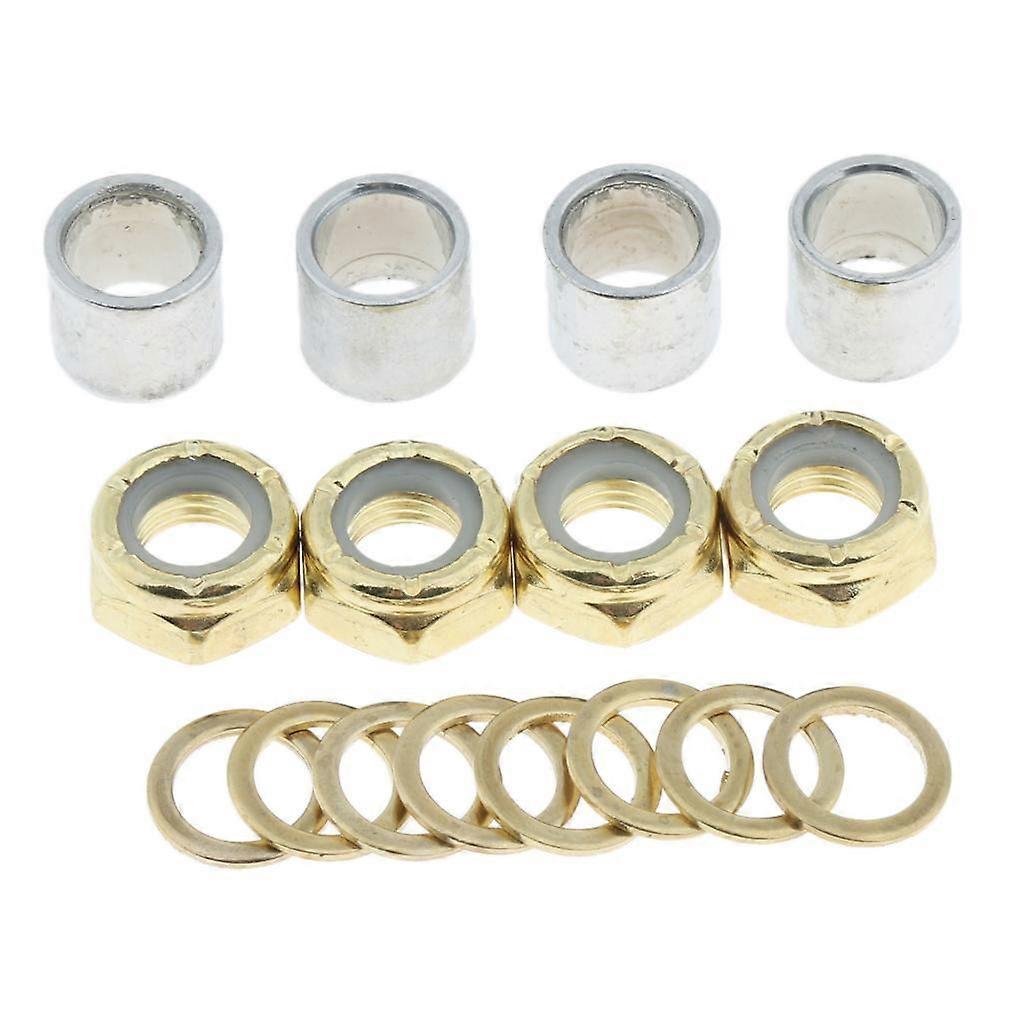 16pcs Bearing Spacer Nuts Speed Kit Axle Speed Washers Cruiser Part Golden