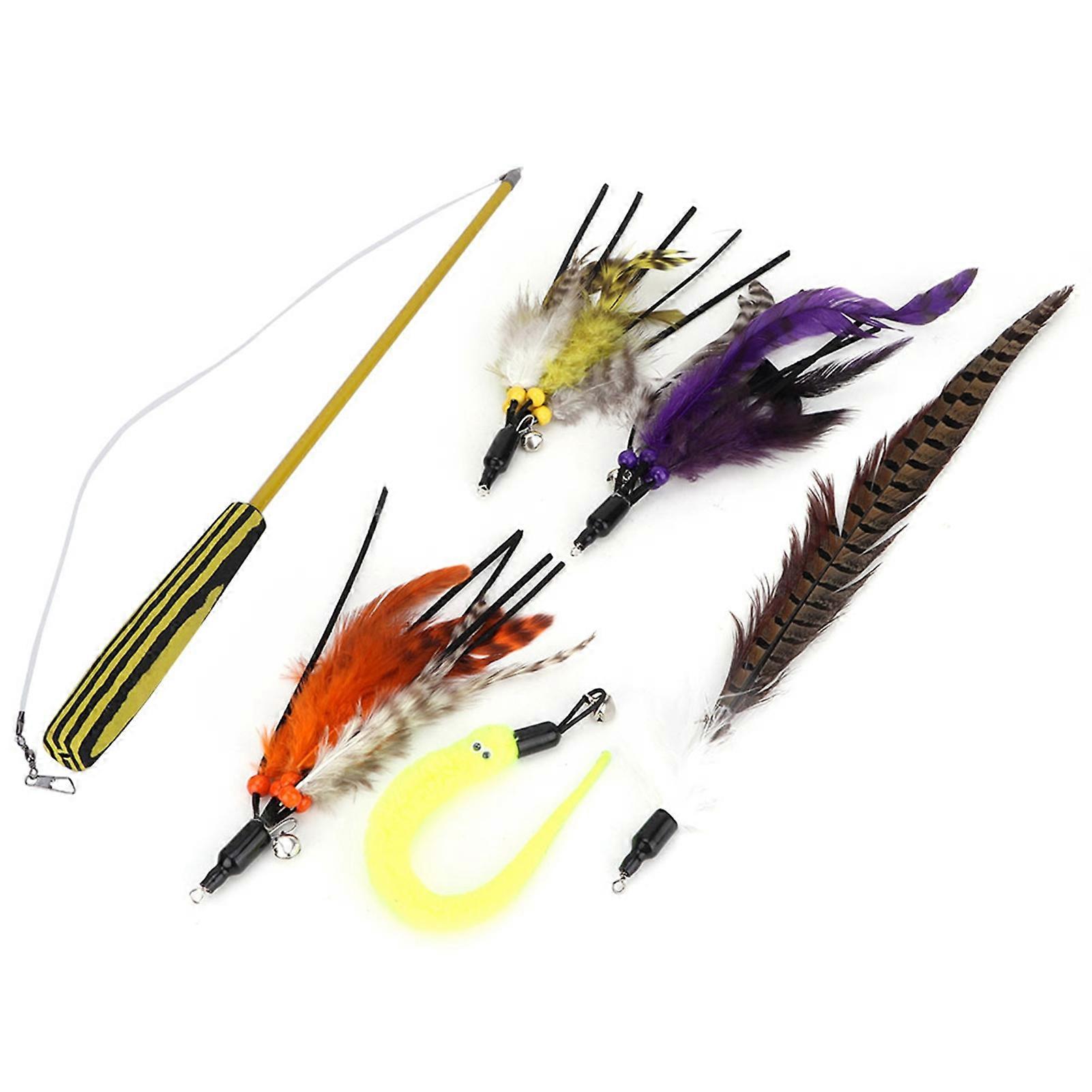 Pet Wand Telescopic Rod Kitten Toy, Cat Bell Interactive Wand Set For Cats