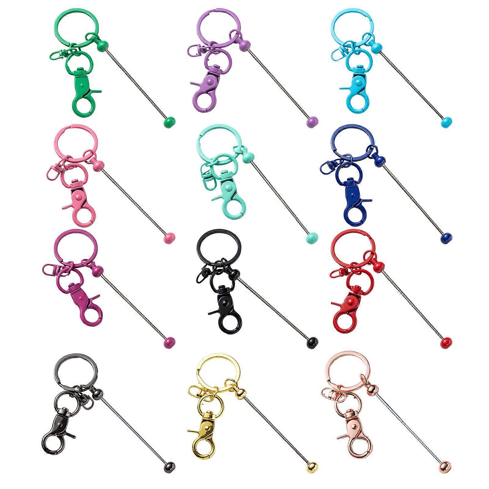 Versatile 12 Pcs Keychain Pack with Metal Beading Rods Protective Bags and Customizable Thank You Tagsods Outfits solid color
