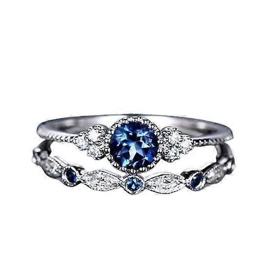 2Pcs/Set Exquisite Smooth Surface Wedding Bands Simple Cubic Zirconia Women Rings Charm Jewelry