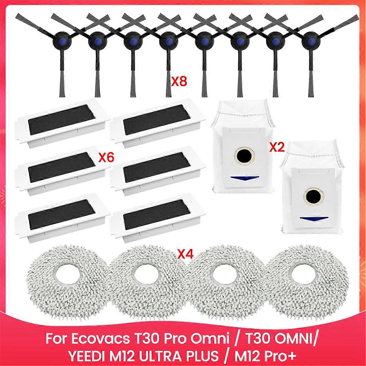 For T30 Pro Omni / T30 OMNI, M12 ULTRA PLUS / M12 Pro+ Parts Side Brush Filter Dust Bag Mop Cloth