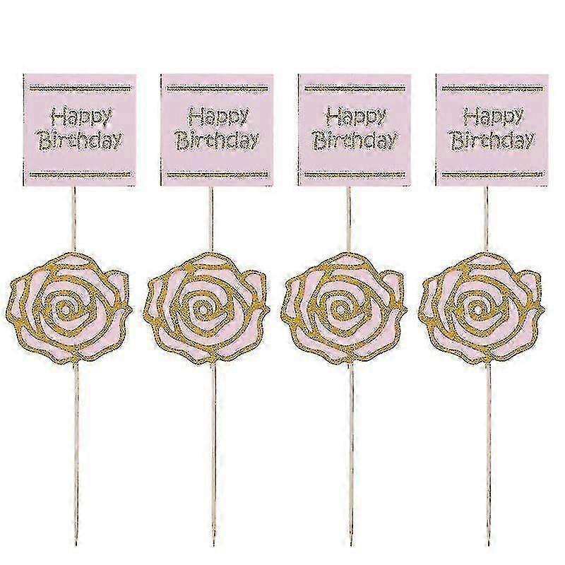 8pcs cake decorations, Rose Letter Cupcake Topper