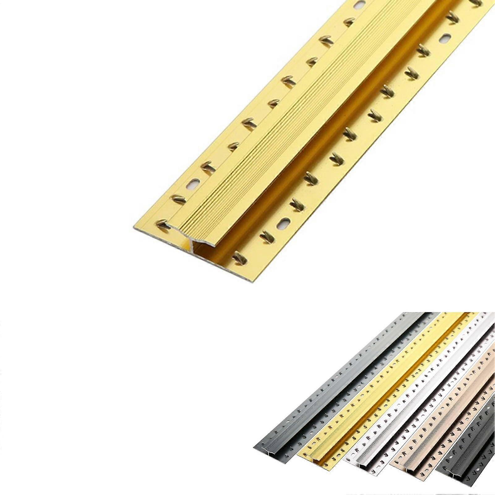 Carpet Edge Transition Joining Strip, Cuttable Aluminum Alloy Rug Edging Protector with Teeth, Gold Color for Home and Hotel