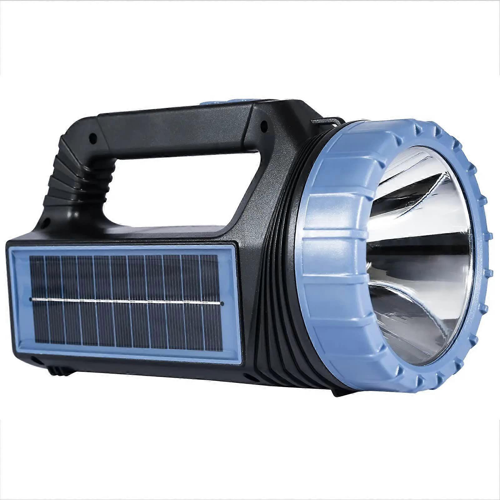 Handheld Solar LED Rechargeable Flashlight, Rechargeable LED Flood Lights with Sidelight and Charging Indicator, for Home Power Failure Outdoor Campin