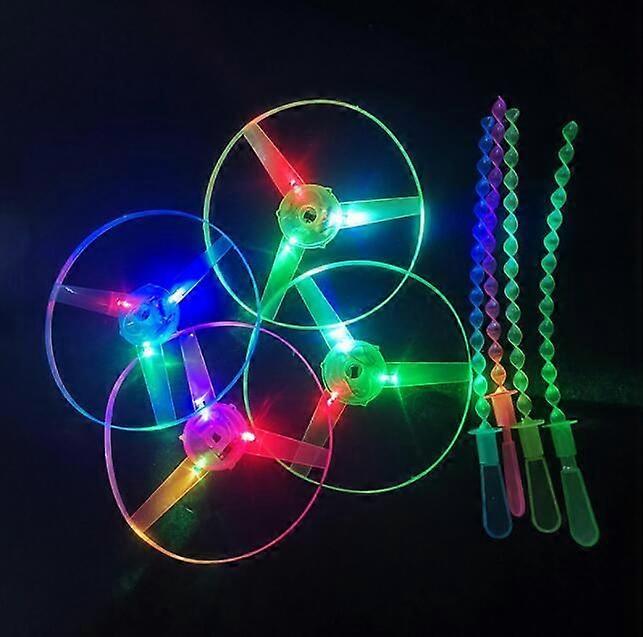 Random Color (4 pcs)-Twisty Pull String Flying Saucers Spinning Flying Disc Toy Helicopters Educational Toys for Children-Random Style