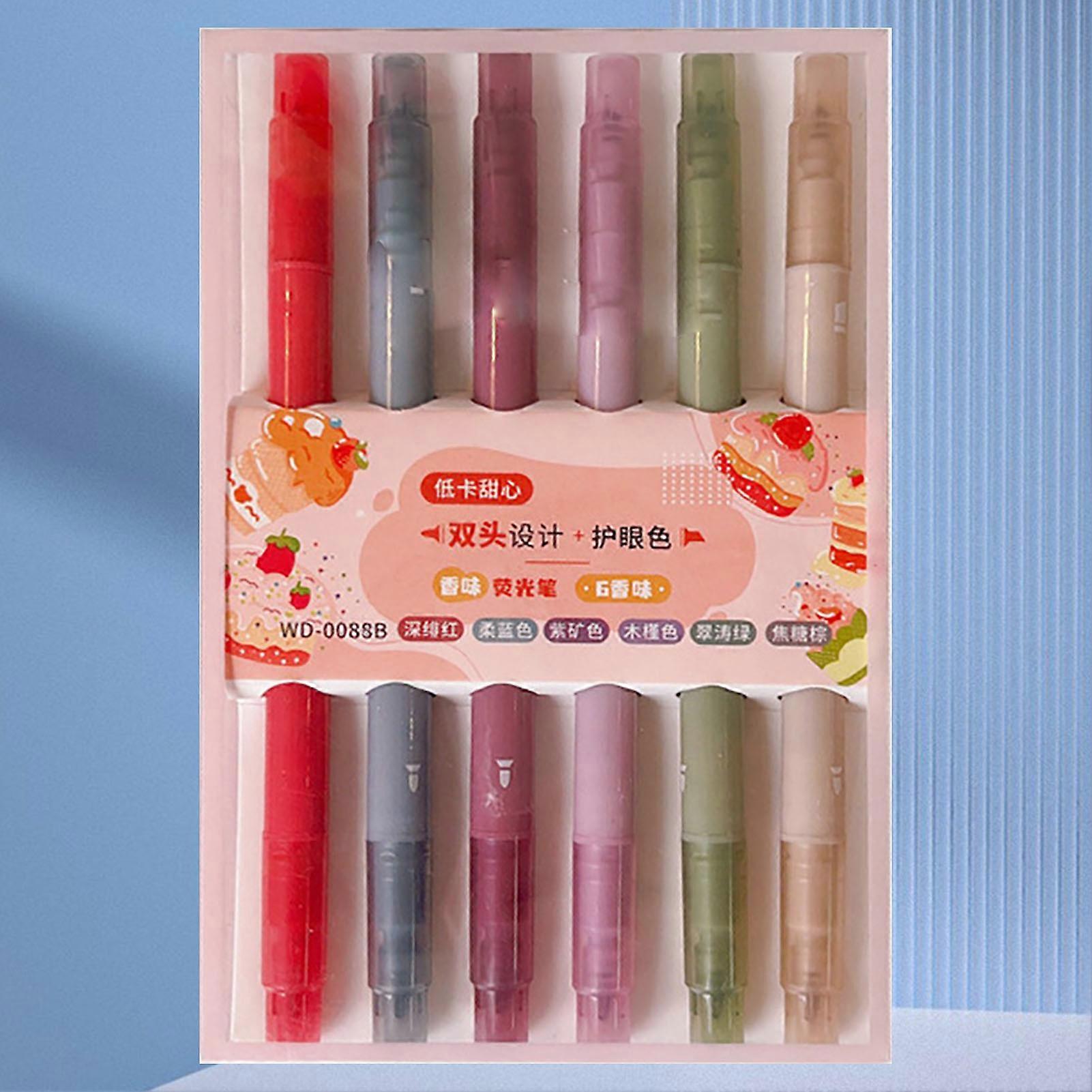 6 Pcs Nite Writer Double Head Soft Bright Fluorescent Markers