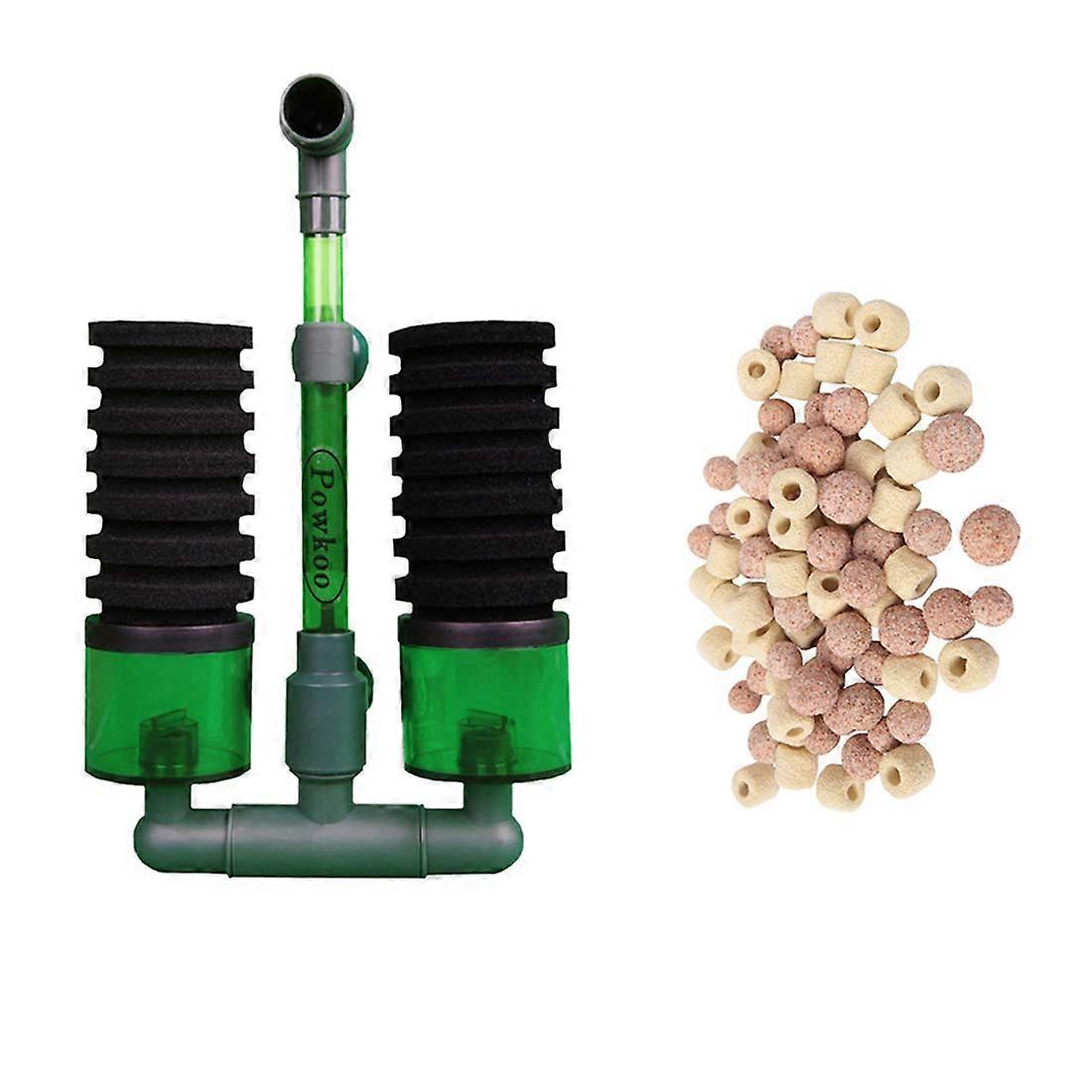 Bio Sponge Filter Aquarium Filter Sponge, 1 Bag 2 In 1 Bio Ceramic Rings and Bio Balls