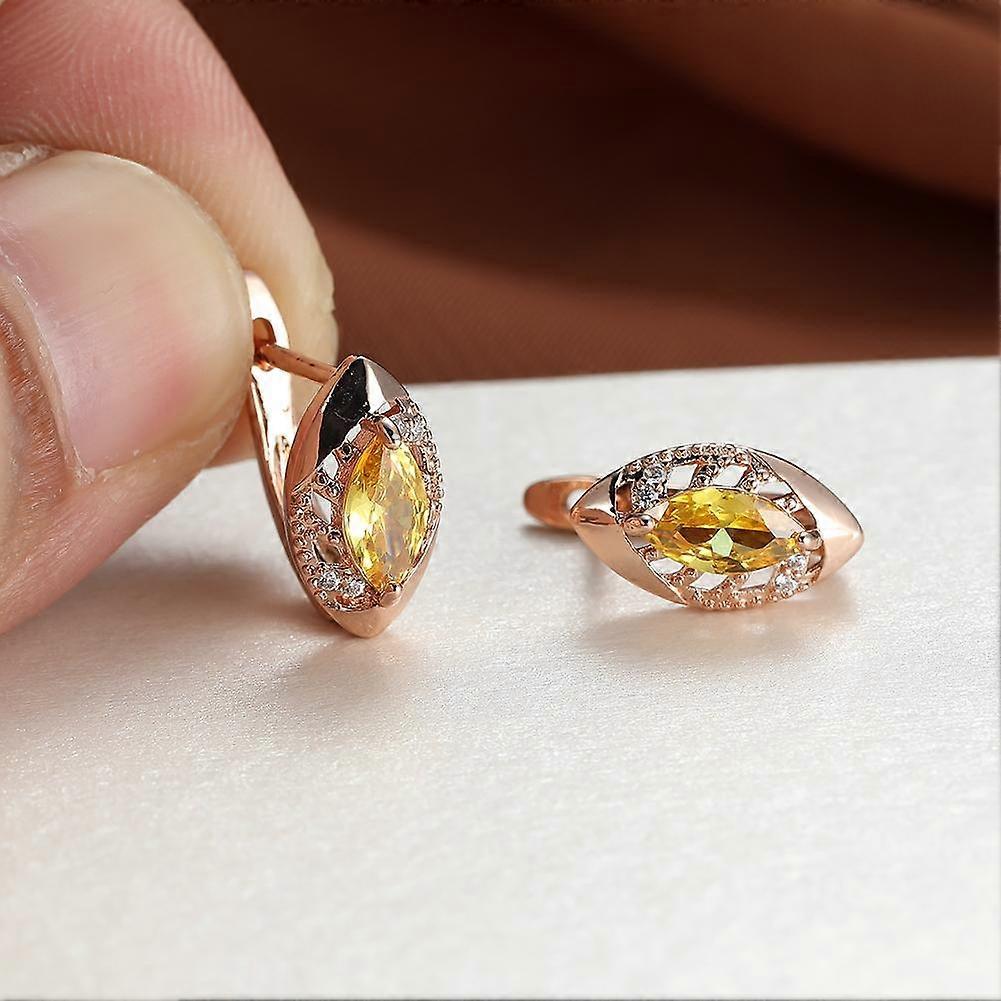 1 Pair Marquise Cut White Red Yellow Green Black Stone Drop Earrings Rose Gold Color Birthstone Drop Dangle Hollow Earrings