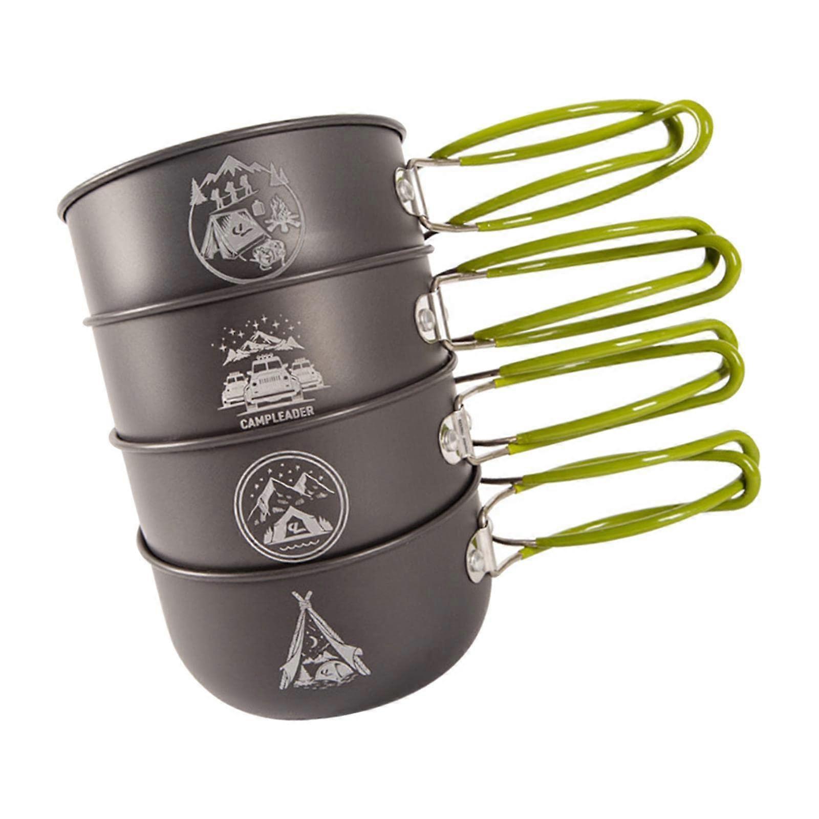Set of camping bowls, non-stick pans with folding handles, ultra-light cookware suitable for picnics and hiking