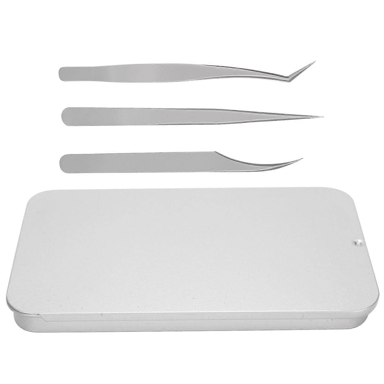 3pcs / set Eyelash Tweezers Straight Curved Tweezers Set for Eyelash Grafting Extension