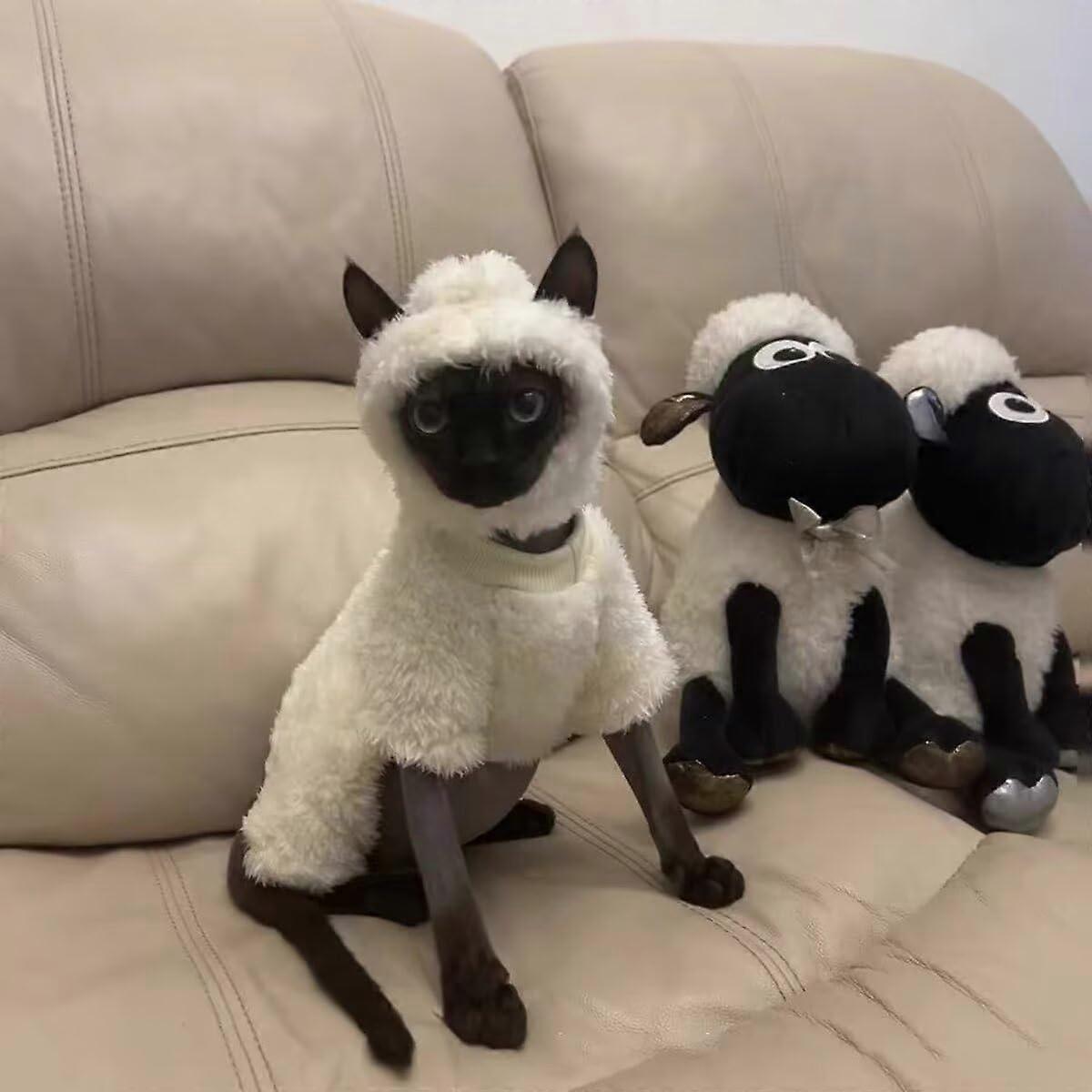Hairless Cat Clothing Lamb Design Warm Thick Soft Winter For Sphinx Cats, Devon Rex Cats, Cornish Cats And Small Cats