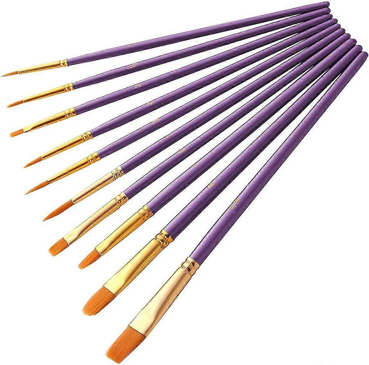 مجموعة فرش الرسم الزيتي ، مجموعة فرش الطلاء الأكريليك 10 قطع ، مجموعة فرش الطلاء ، هدايا أعياد الميلاد (أرجواني)