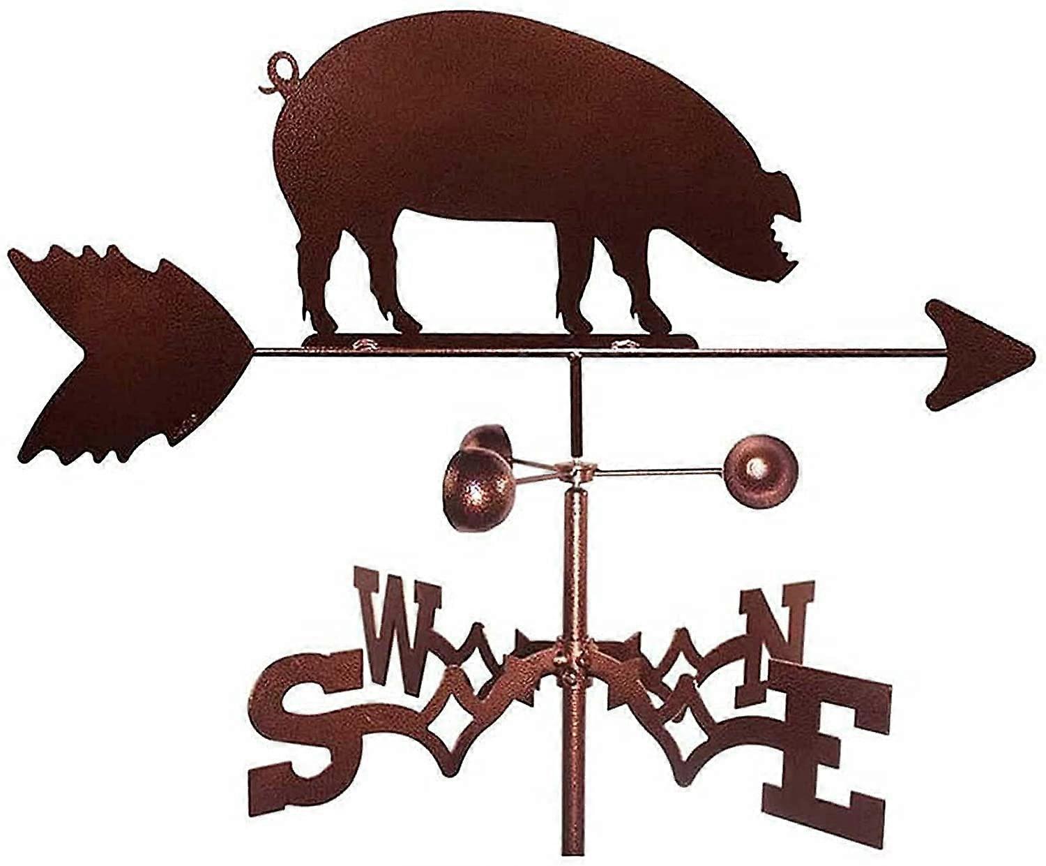 Simple and Honest Pig Cottage Weathervane, Polished Copper with Roof Mount