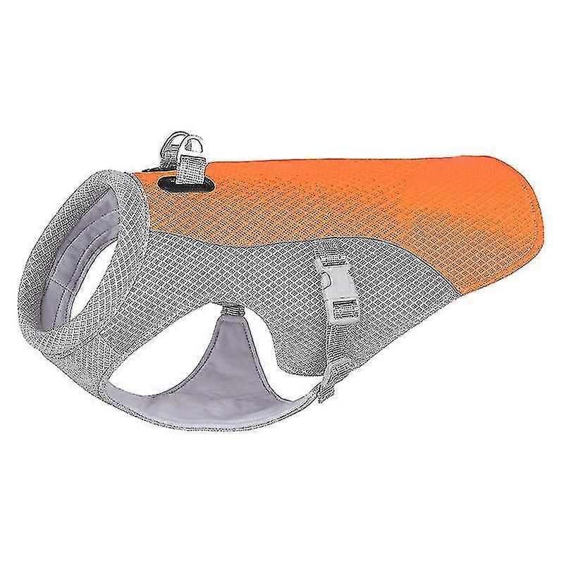 犬用冷却ベスト調節可能な夏服犬用クーラージャケット屋外ハイキング、ウォーキング、キャンプ用-M-オレンジ