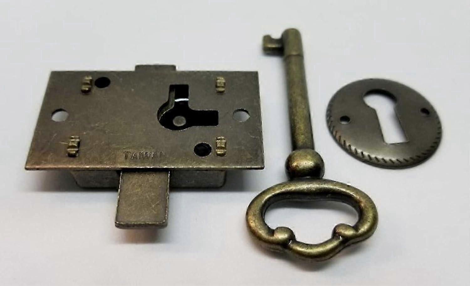 Ant Brass Small Flush Mount Lock Set Kit - Plated cupboard chest trunk desk