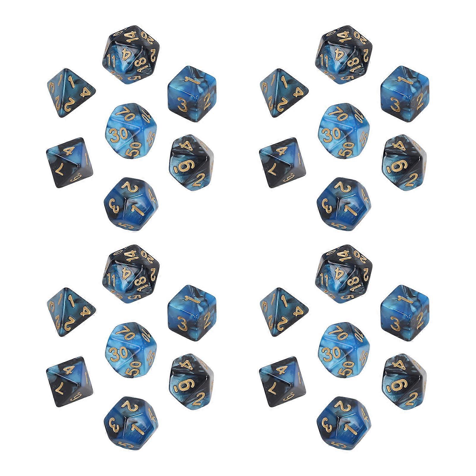 Set De 20 Dados Poliédricos D6 De 16 Mm – Acrílico Azul Y Rojo Con Pips Doradas – Perfectos Para Juegos De Mesa, Rol Y Aulas