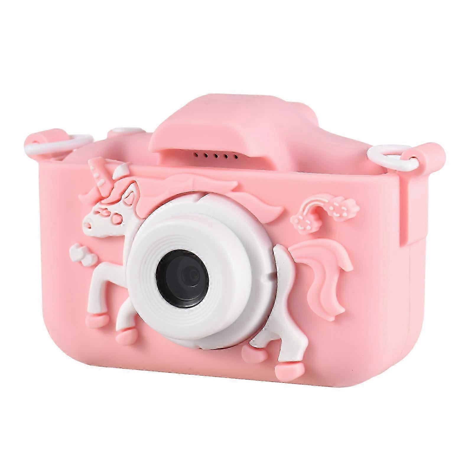キッズデジタルカメラ1080Pデュアルレンズ2.0インチIPSスクリーン、かわいいフレーム&ゲーム付き - ユニコーンピンク
