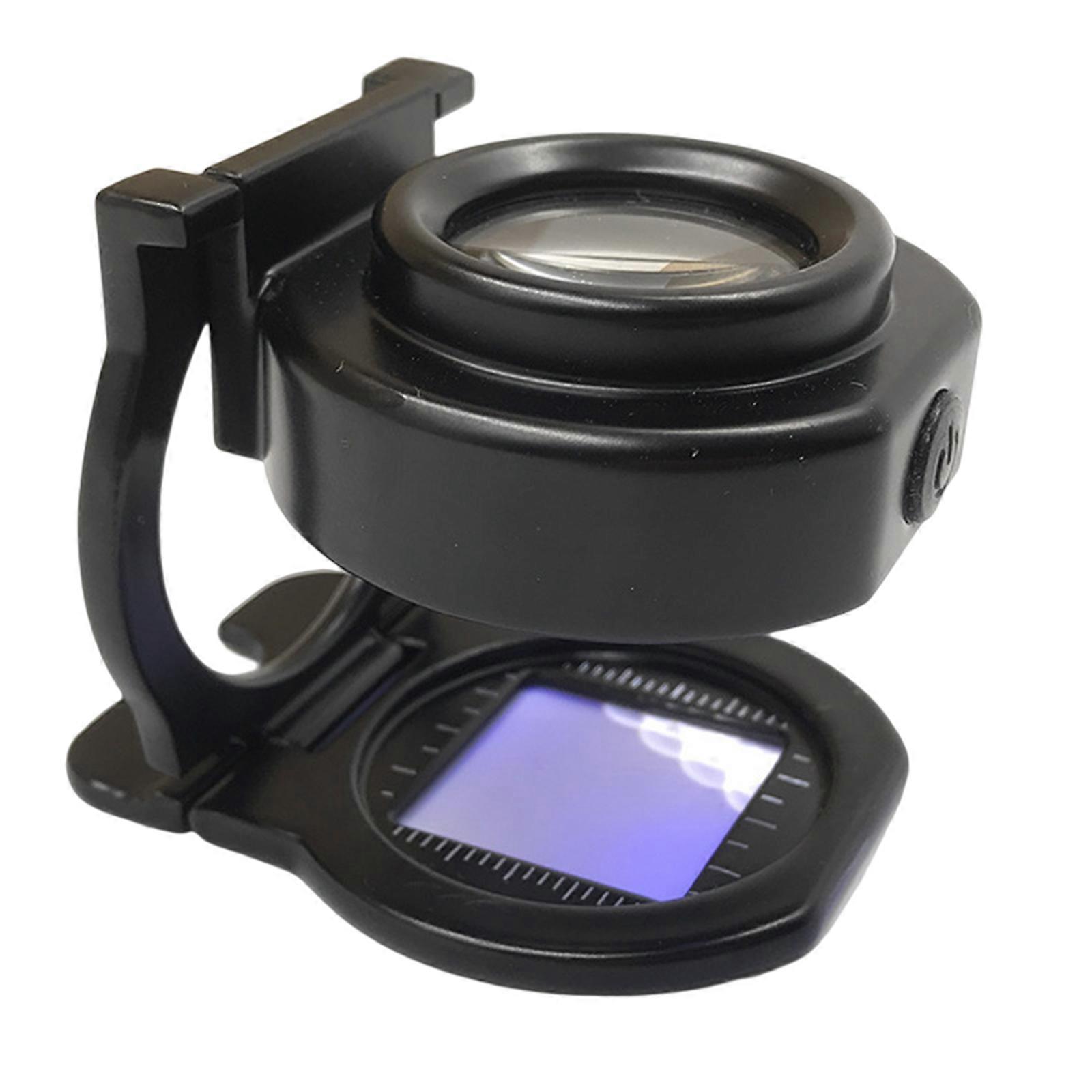 10X Magnifying Glass with Light and Stand, Foldable Hand-held Magnifying Glass for Close Work Magnifier with Scale