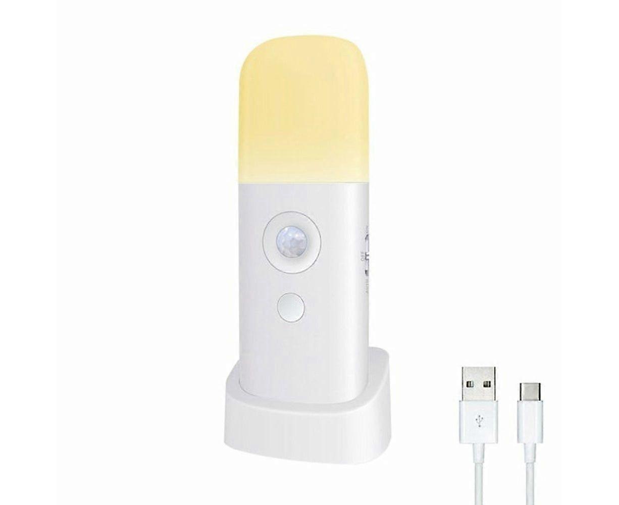 USB Rechargeable Indoor Motion Sensor Night Light - 360 Warm LED, Adjustable Brightness, SOS Function