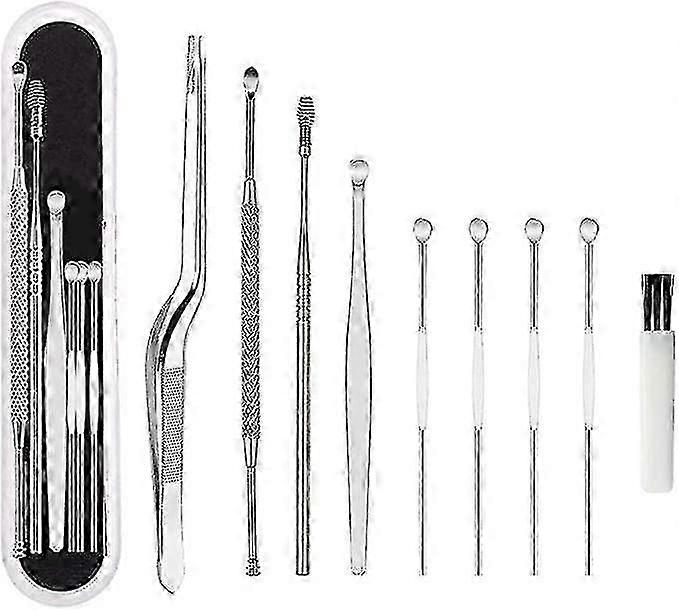 8pcs/set Stainless Steel Ear Pick Ear Curette Ear Wax Remover Wax Remover Cleaner Tool with Plastic