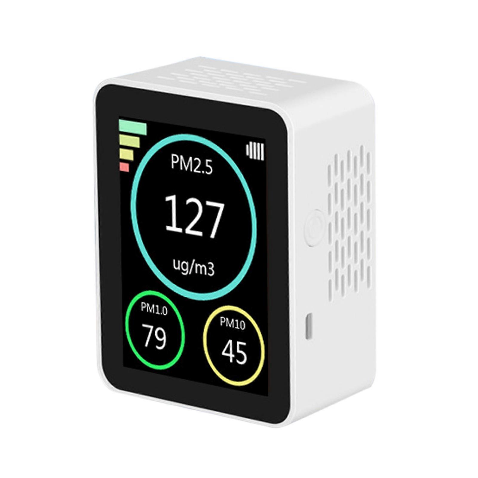 PM2.5 PM1.0 PM10 Multifunctional Air Quality Monitor Portable Detector Haze Particle Detector Air Quality Tester White