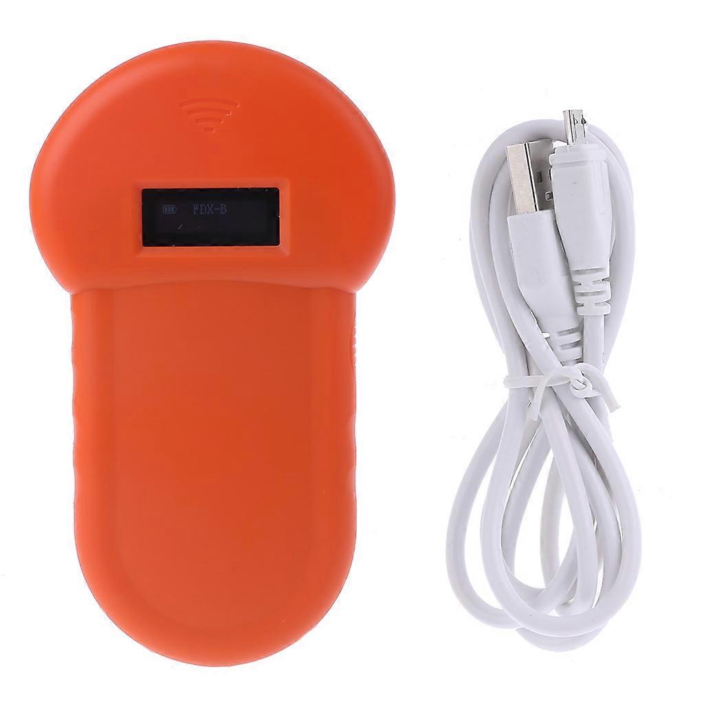 Pet ID Microchip Scanner Universal Animal Chip Reader Handheld OLED Display History Data 134.2Hz Veterinary Management Orange