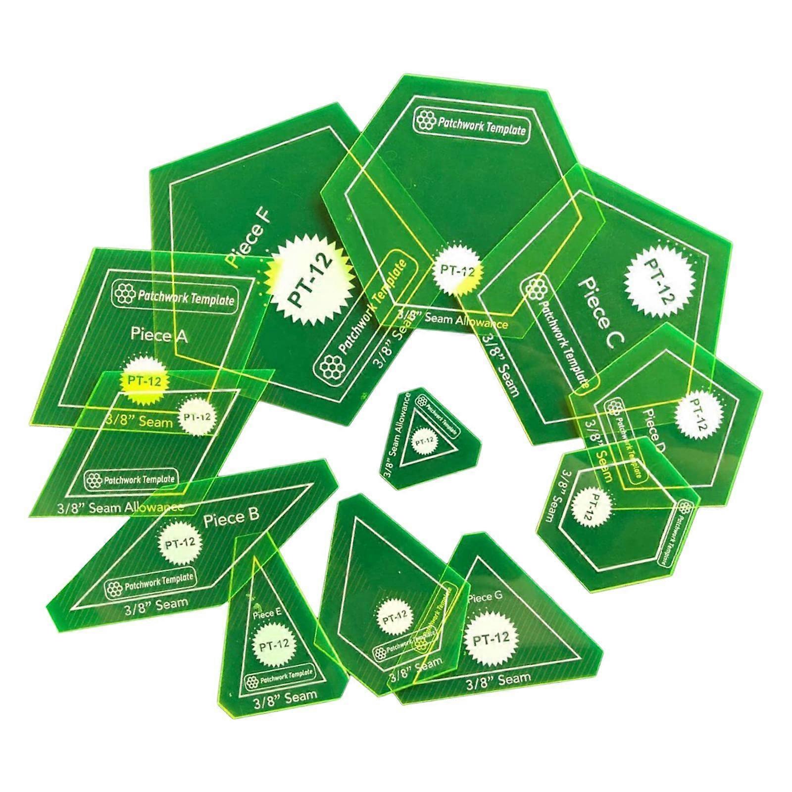 Quilt Template Set Acrylic 12-Piece Portable Sewing and Patchwork Tools for DIY Quilting Projects