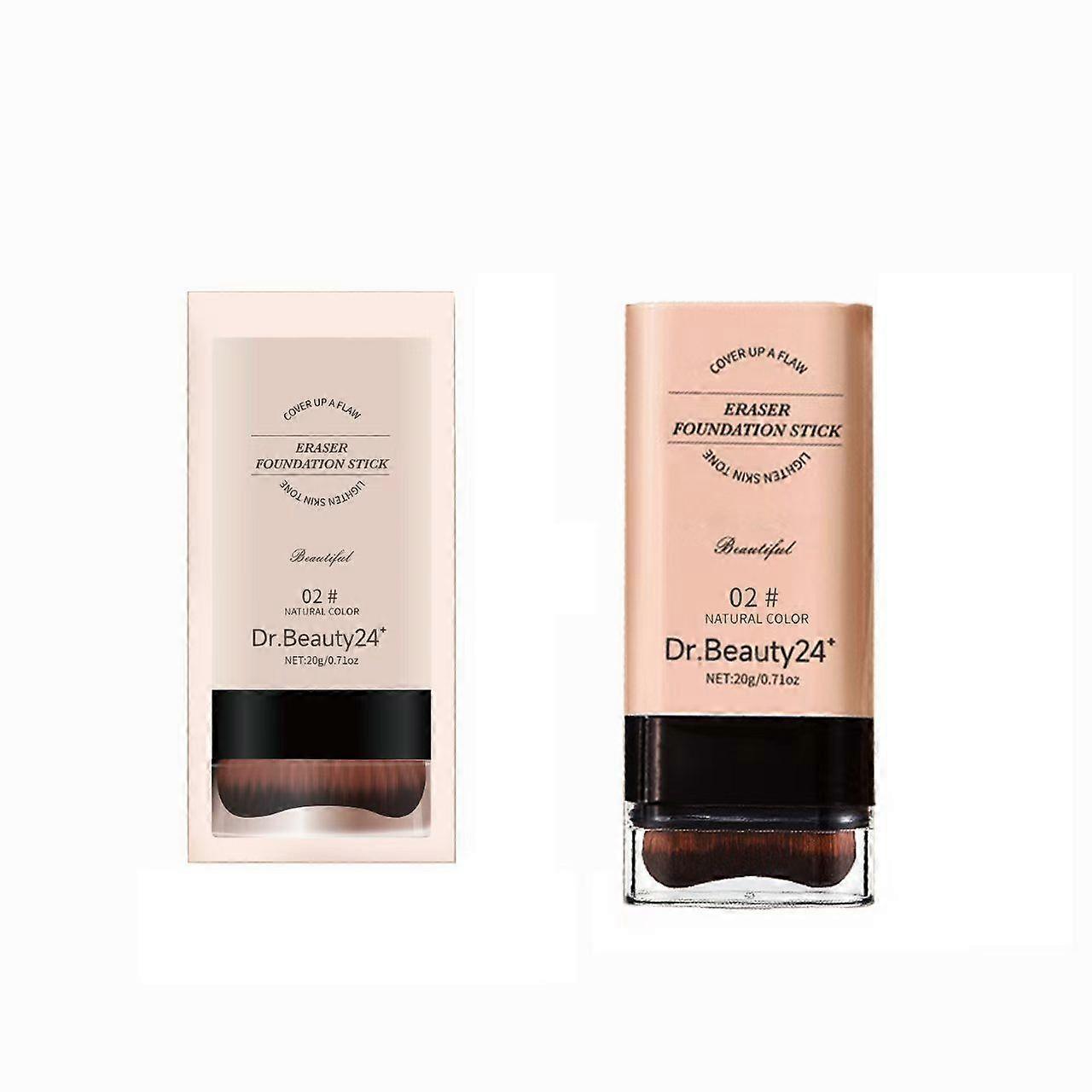 Cover Cream Stick, Eraser Foundation Stick, Liquid Concealer with Moisturizing & Long - Lasting Formula, Portable with Built - in Foundation Brush